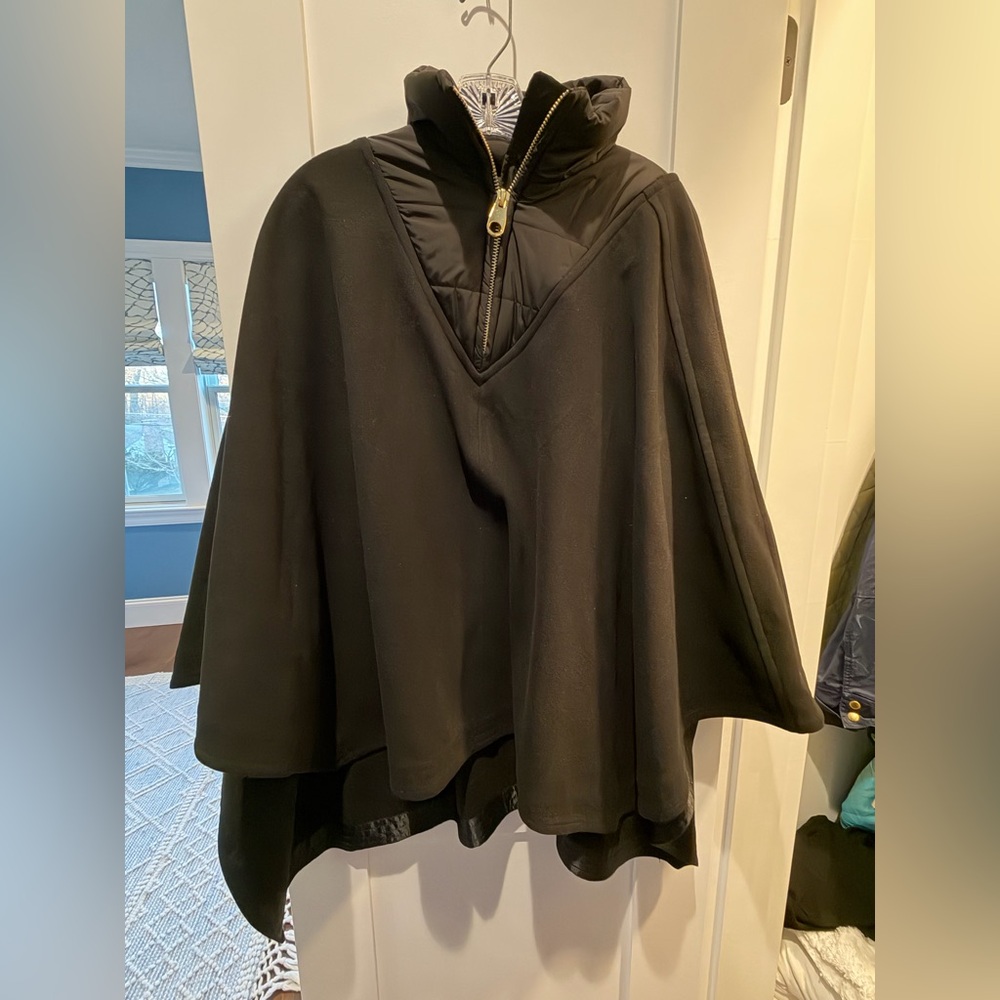 Tuckernuck Black Cape Coat with Zip Detail